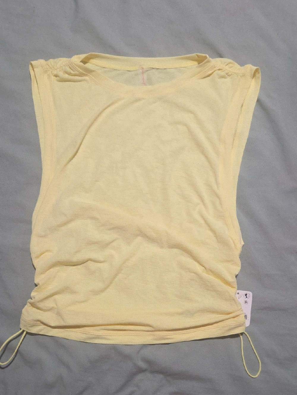 Light Yellow Sleeveless Drawstring Tank Top